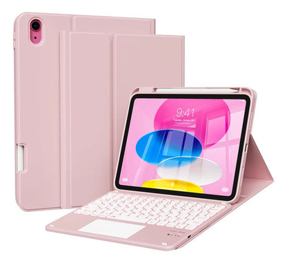 Funda Con Teclado iPad 11th/10th Gen (a16) Retroiluminada Rosa Claro
