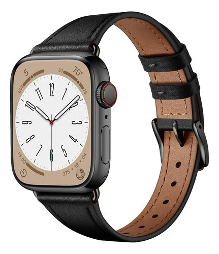 Correa De Cuero Slim Para Apple Watch Negro 3.2 Cm