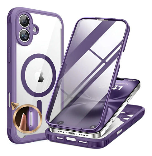 Funda Magnética Miracase Para iPhone 16 Plus 6.7  Con Pro... Violeta Oscuro