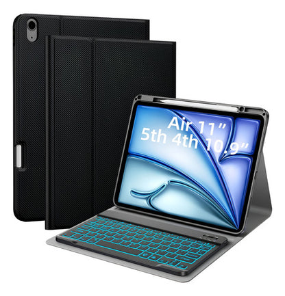 Juqitech Funda Con Teclado Para iPad Air 11 M3 2025 M2 20... Negro
