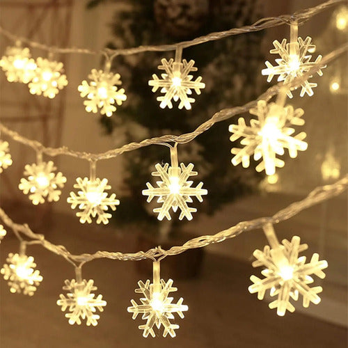 Luces Navideñas Cesof, 20 Ft 40 Led, Forma De Copo De Nie... Blanco