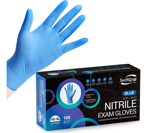 Guantes Médicos De Nitrilo Azul, Sin Látex, 100 Unidades Color Talle
