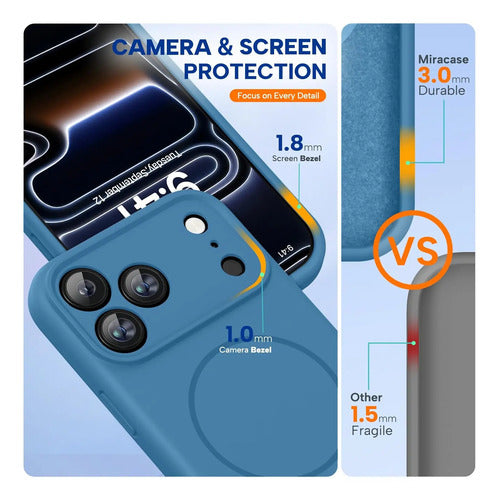 Funda Magnética Miracase Para iPhone 17 Pro Azul Acero