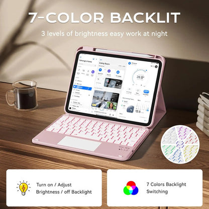 Funda Con Teclado iPad 11th/10th Gen (a16) Retroiluminada Rosa Claro