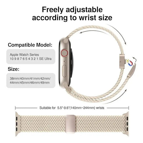 Banda Elástica Trenzada Para Apple Watch Beige