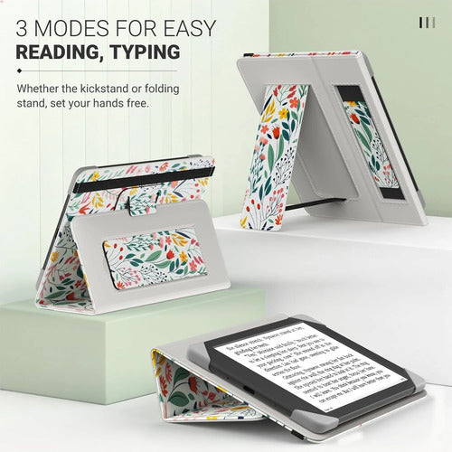 Funda Para Kindle De 6 Pulgadas Con Soporte Floreado