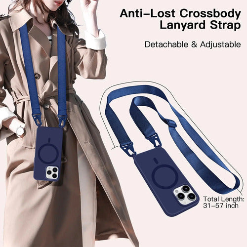 Funda Para iPhone 17 Pro Con Correa Ajustable Azul