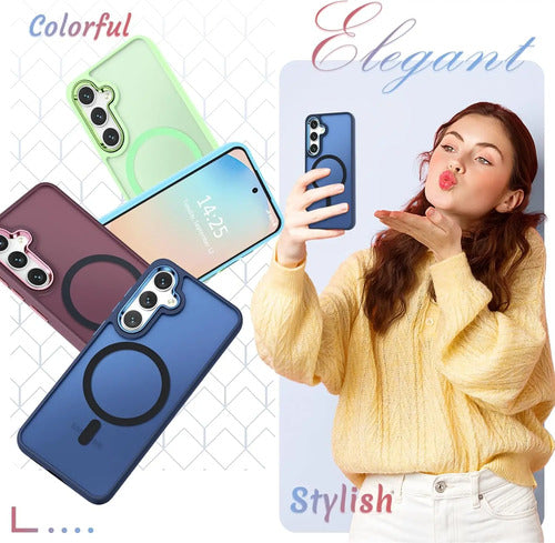 Funda Magnética Mate Para Samsung Galaxy S25+ Plus Azul Marino