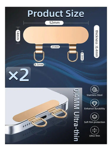 Pestaña, Lengueta Amarre De Seguridad Para Celular Dorado