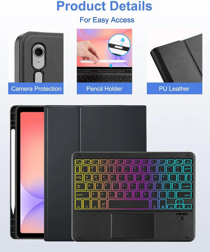 Funda Con Teclado Para Samsung Galaxy Tab S10 Lite/s10 Fe/s9 Negro