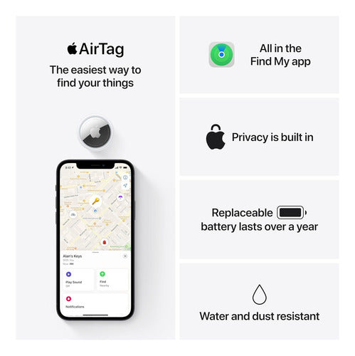Apple Airtag Paquete De 4 Localizadores Bluetooth Blanco