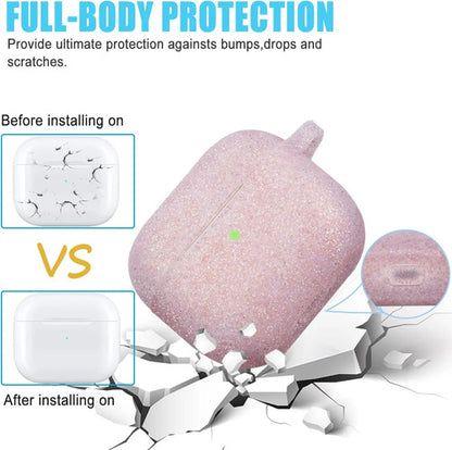 Funda De Silicona Glitter Para AirPods 3 Rosa Dorado