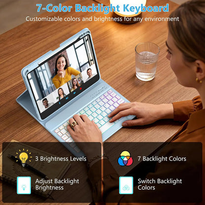 Funda Con Teclado Para iPad Air 11  Y Pro 11 Azul Claro