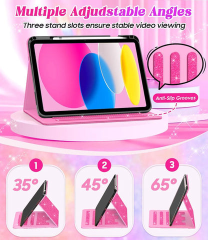 Funda Con Glitter Para iPad A16 Rosa