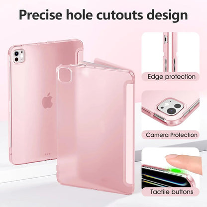 Funda iPad Pro Trasera Translúcida Con Soporte Tríptico Rosa