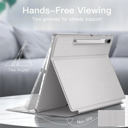 Funda Jetech Para Samsung Galaxy Tab S8/s7 Con Soporte S Pen Plateado Lisa