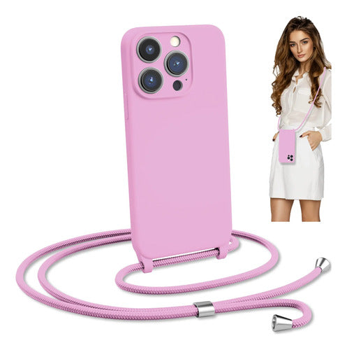 Funda Blaspins Para iPhone Con Correa Ajustable Rosa
