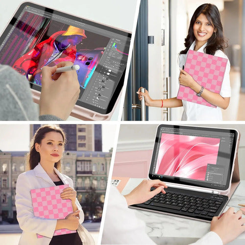 Funda Con Teclado Para iPad 11th 10th Gen Rosa Chicle