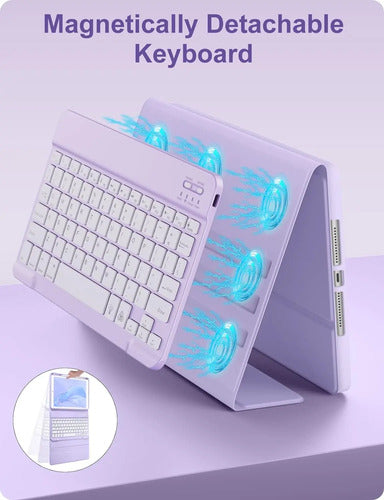 Funda Con Teclado Para iPad 9th Gen 10.2 Morado