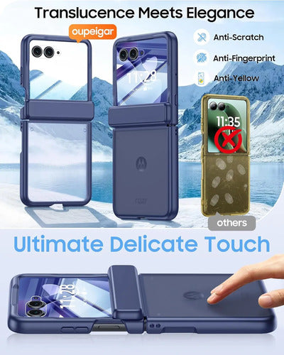 Funda Motorola Razr Ultra 2025, Protector Pantalla Azul Oscuro