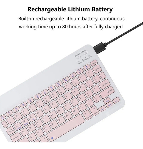 Teclado Bluetooth Ultra-delgado Recargable Rosa Rosa