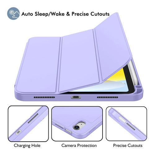 Funda Para iPad A16 Con Soporte Y Porta Lápiz Lila