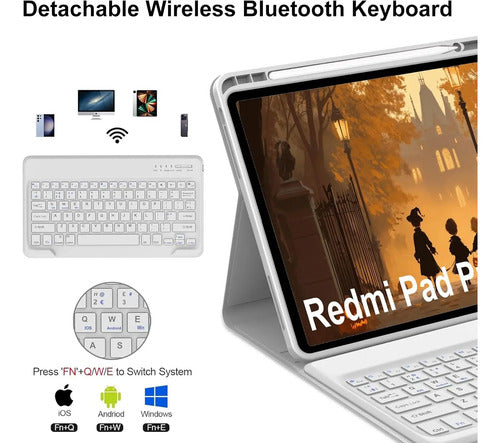 Funda Con Teclado Para Xiaomi Redmi Pad Pro 12.1 Gris