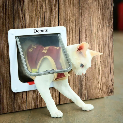 Puerta Grande Para Gatos, 4 Modos De Bloqueo Blanco