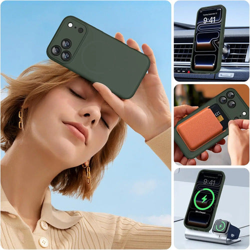 Funda Magnética Miracase Para iPhone 17 Pro Max Verde Oscuro