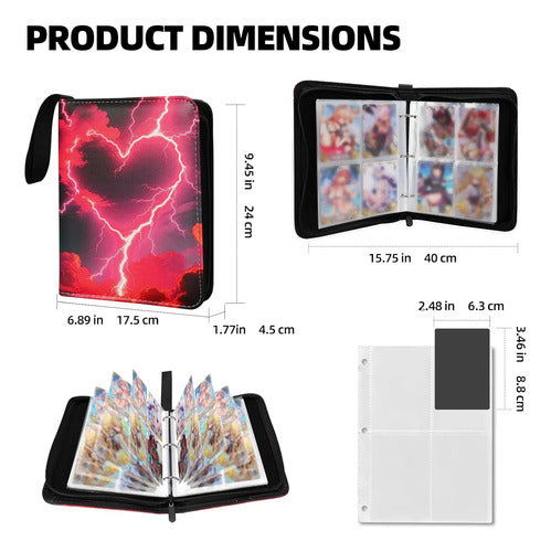Álbum De Cartas Coleccionables Footjkyx 4 Bolsillos Pockemon Negro