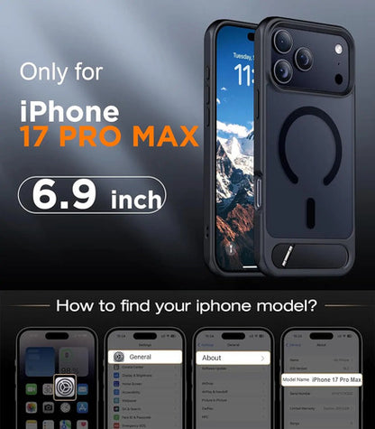 Funda Para iPhone 17 Pro Max 6.9  Negra Con Soporte Negro