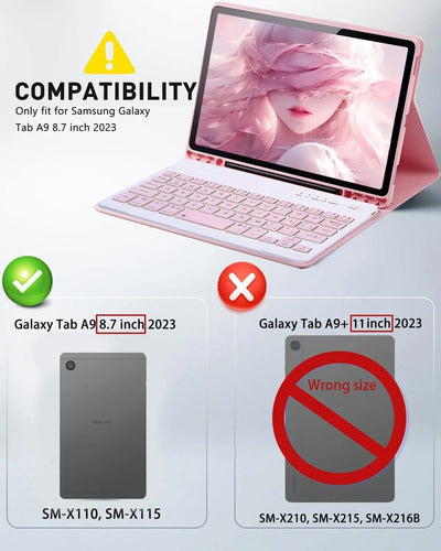 Funda Con Teclado Samsung Galaxy Tab A9 8.7 PuLG Rosa