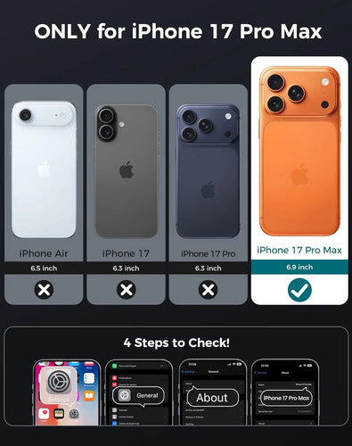 Funda Con Protector Pantalla Y Lente Para Iphon 17 Pro Max Naranja