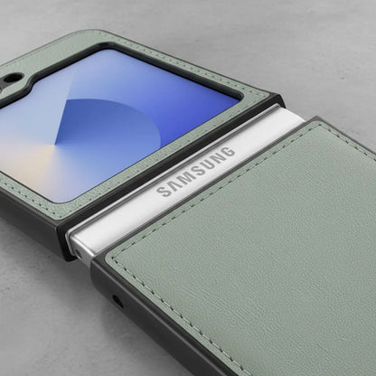 Funda De Cuero Vegano  Para Samsung Galaxy Z Flip 6/7 Fe Verde