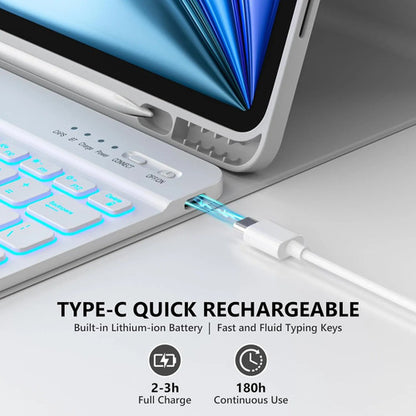 Funda Con Teclado Retroiluminado Para iPad Air Y Pro Gris