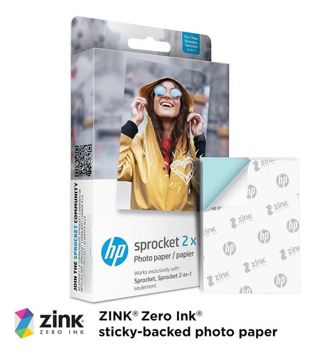 Papel Fotográfico Adhesivo Hp Sprocket 2x3 (50 Hojas) Blanco