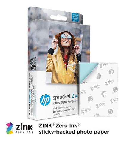 Papel Fotográfico Adhesivo Hp Sprocket 2x3 (50 Hojas) Blanco