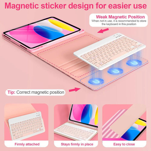 Funda Con Teclado Para iPad 11 Gen Y A16 Rosa