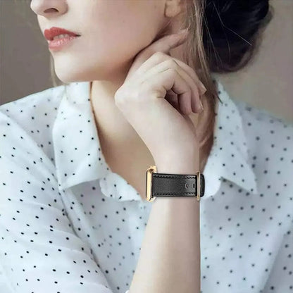 Correa De Cuero Elegante Para Apple Watch Negro 3.8 Cm