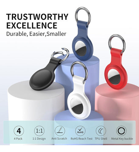 Juego De 4 Llaveros De Silicona Compatibles Con Apple Airtag Verde Lima