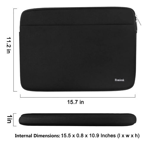 Funda Para Laptop Hsmienk 15.6 Pulgadas, Negra Con Bolsil... Negro