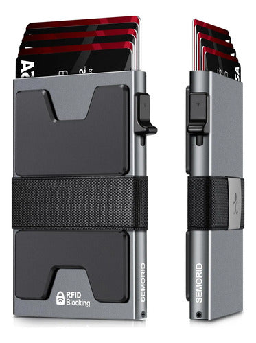 Cartera Semorid Minimalista Para Hombre Con Bloqueo Rfid Gris