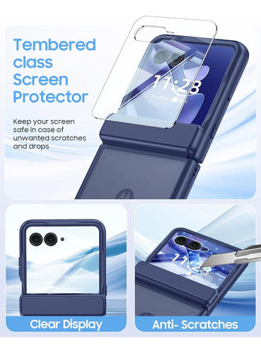 Funda Motorola Razr Ultra 2025, Protector Pantalla Azul Oscuro