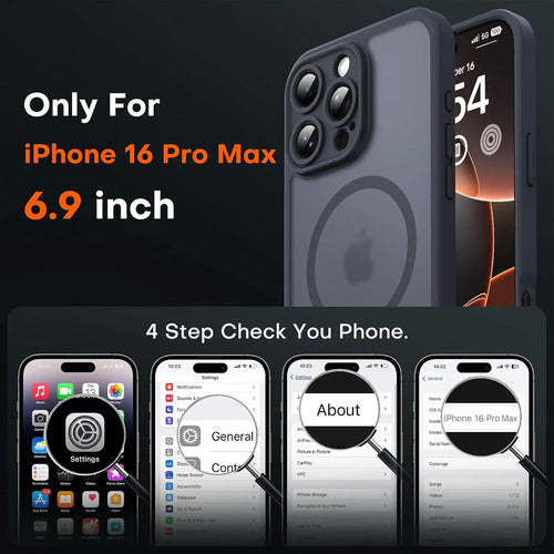 Funda Para iPhone 16 Pro Max, Compatible Con Magsafe Negro