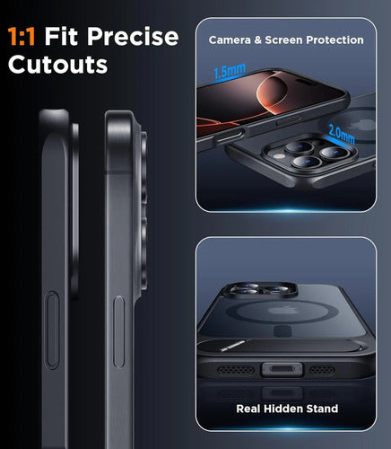 Funda Magnética Temdan Para iPhone 16 Pro Max Con Soporte Negro