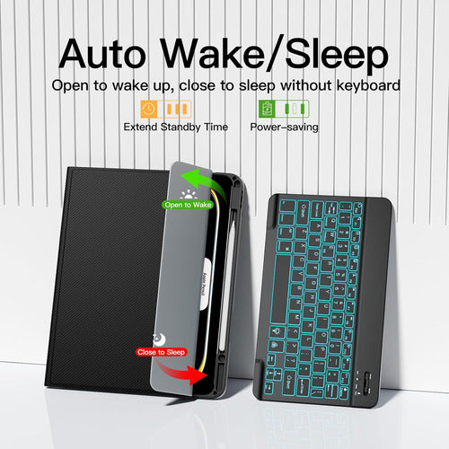 Juqitech Funda Con Teclado Para iPad Air 11 M3 2025 M2 20... Negro