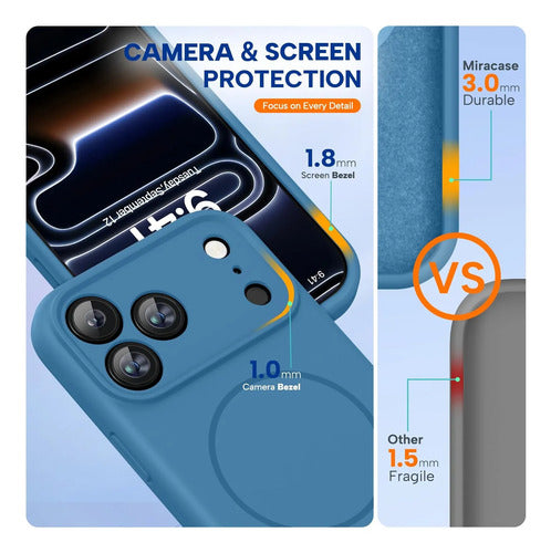 Funda Magnética Miracase Para Phone 17 Pro Azul Claro