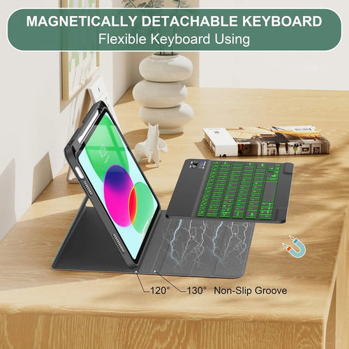 Funda Con Teclado Para iPad (a16) 11th/10th Gen Verde Lima