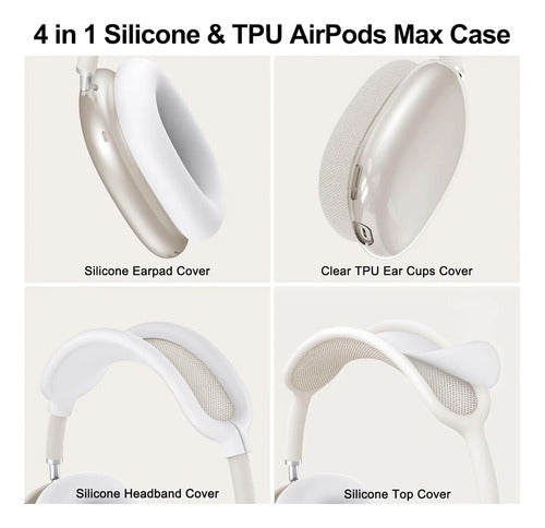 Funda De Silicona Para AirPods Max, Blanco Transparente Blanco