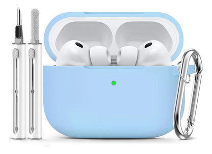 Funda De Silicona Para AirPods Pro 3 Con Kit Limpieza Azul